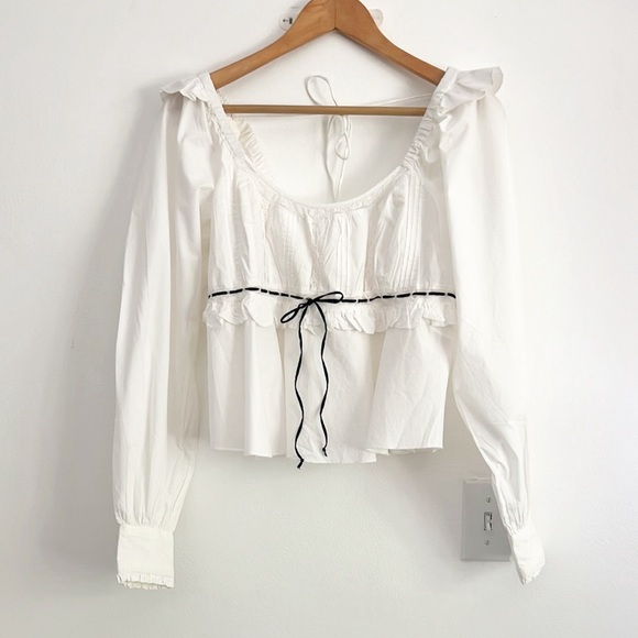 Free People Cathleen Blouse Peasant Cottagecore NWOT - Picture 5 of 12